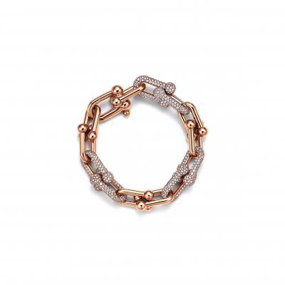 TIFFANY HARDWEAR LARGE LINK BRACELET IN ROSE GOLD WITH PAVE DIAMONDS 70751089